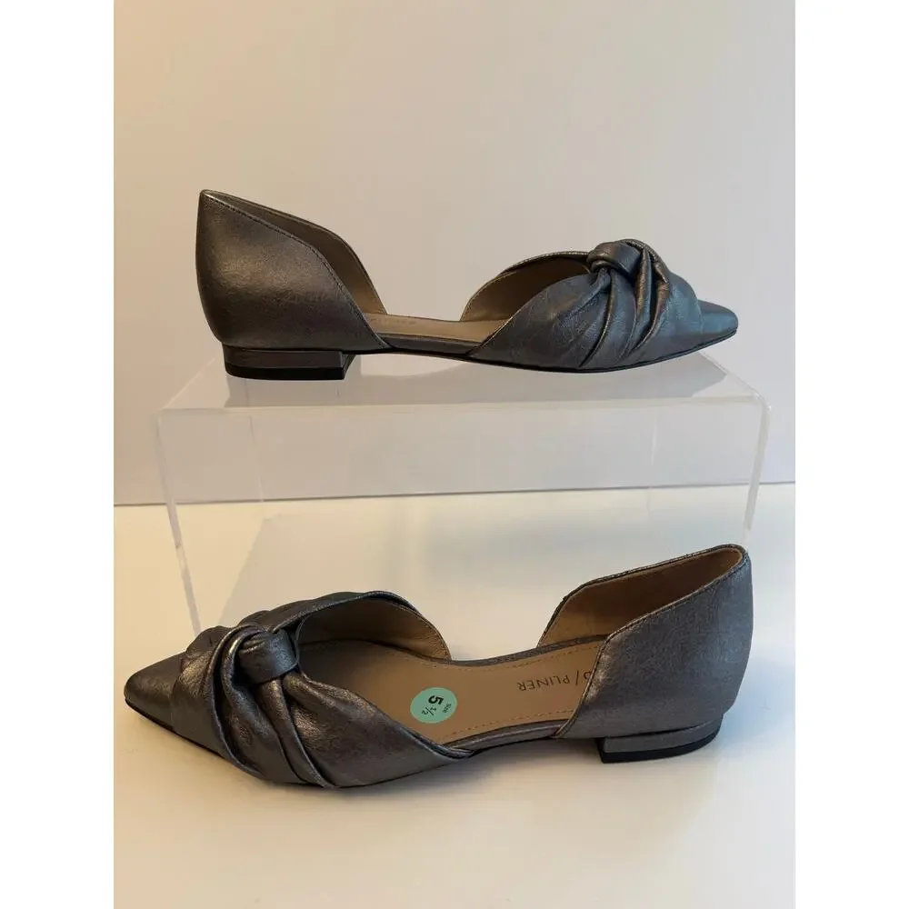 Donald J. Pliner D’Orsay Flats Women’s Size 5.5 Metallic Silver Leather Ruched